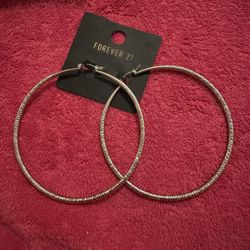 XL Silver Hoops Never Worn 