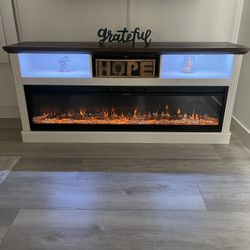 Farmhouse Electric Fireplace Wall Unit And Tv Stand