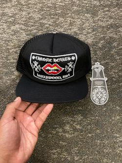 Chrome hearts black hat with lips