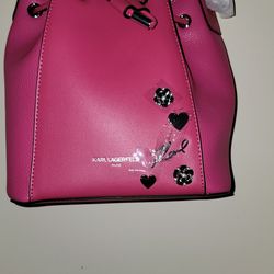Karl Lagerfeld Fushia Adele Bucket Bag