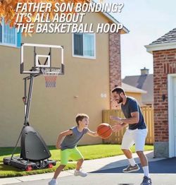 Basketball Hoop Outdoor, 4.9-10 ft Adjustable Height, Weather Proof Heavy Base and 44 Inch Shatterproof Backboard, Portable Basketball Hoop Goal Syste
