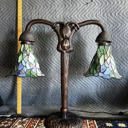 Leaded Stained Glass Double Arm Lamp