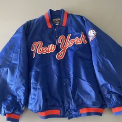 RARE VTG New York Mets Majestic Blue Satin Coat Jacket Cooperstown Collection XL.   100% authentic! Buy with confidence. Check out photos for further 
