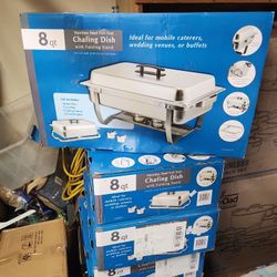 8 Q Stainless Steel Full Size Chafing Dish With Folding Stand $25 Each