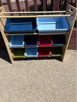 Toy storage organizer with 10 bins