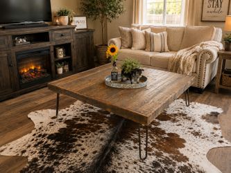 Rustic Solid Wood Square Coffee Table