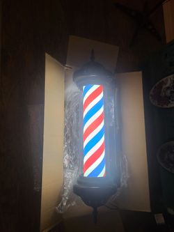 31" Tall LED Barbershop Pole Rotating Light Decor - New