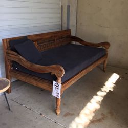 Large Solid Teak Wood Outdoor Daybed w Cushions