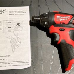 Milwaukee 2401-20 M12 12V  Cordless 1/4" Hex Screwdriver (Bare Tool)- NEW