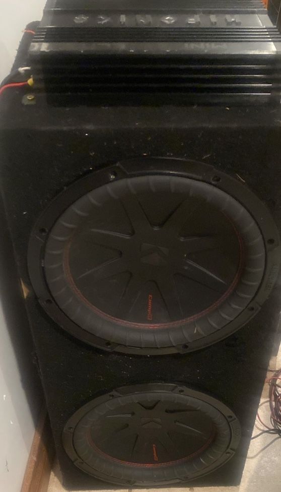 Kicker Comp 12” Subs With Box + Hifonics 1500 Watt Mono Class D Amp