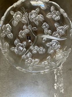 Mikasa round salad Crystal platter 14 inch Brand New Never Open