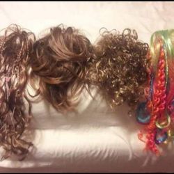 4 young girls fun clip on hair pieces $5 FIRM