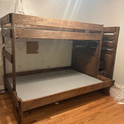 Solid Wood Full AND Twin Size Bunk Bed Frame With Stairs- Frame ONLY