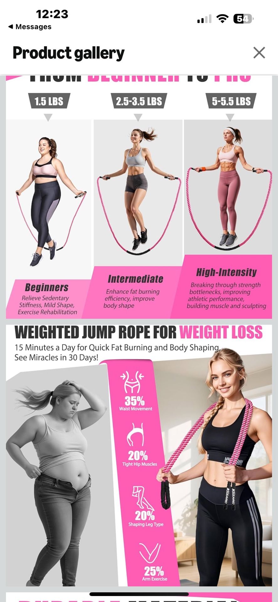 Jump Rope, Weighted Jump Rope for Women, Heavy Jump Ropes for Fitness, Home Gym Exercise Equipment, Adult Skipping Rope for Improve Strength, Weight L