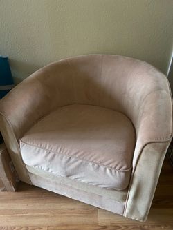 Beige Fabric Barrel swivel Chair