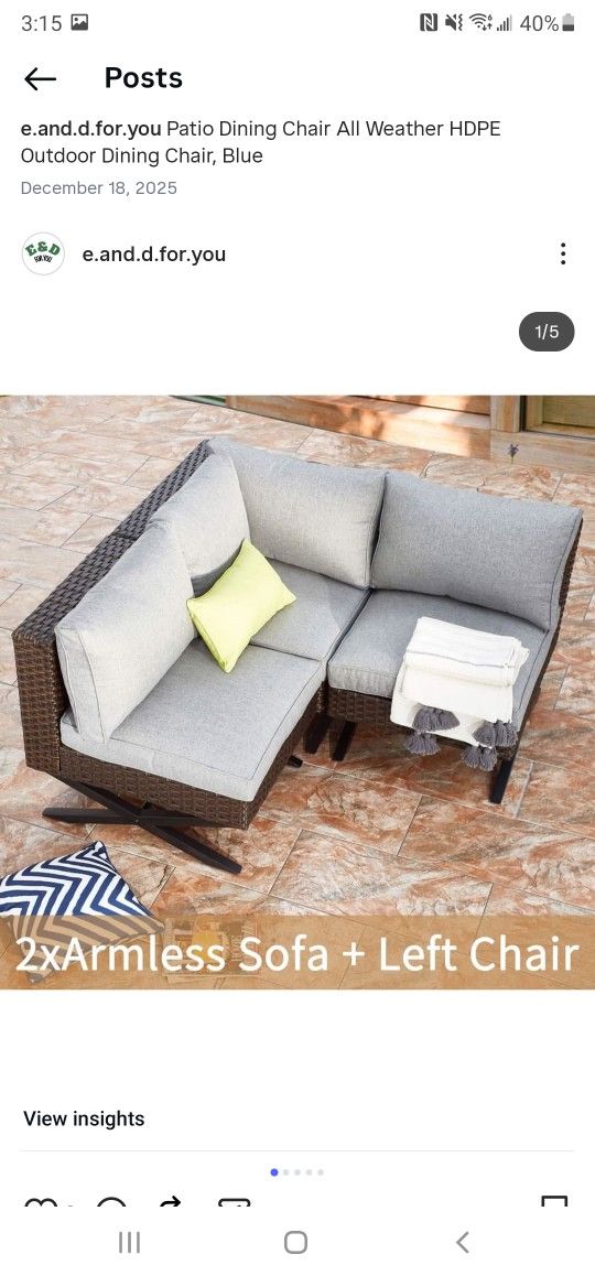 Patio set of 3 X leg patio