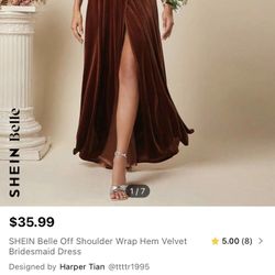 Brown/ Burnt Orange Long velvet Dress