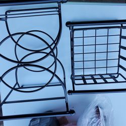  Black Metal 2 Tier Plate Rack And Napkin Holder