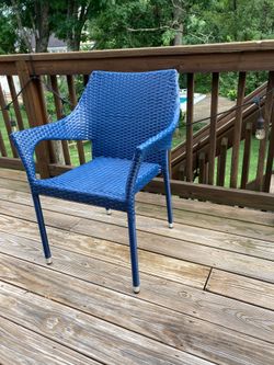 Blue All Weather Wicker Outdoor Patio Armchair