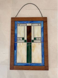 Stained glass cross framed