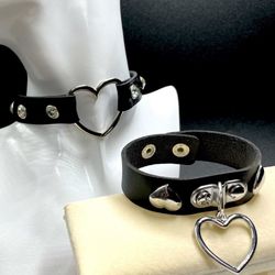 2-piece Custom Set Gemstone Heart Choker & Heart wristband bracelet