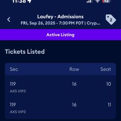 Laufey matter Of Time Tickets VIP