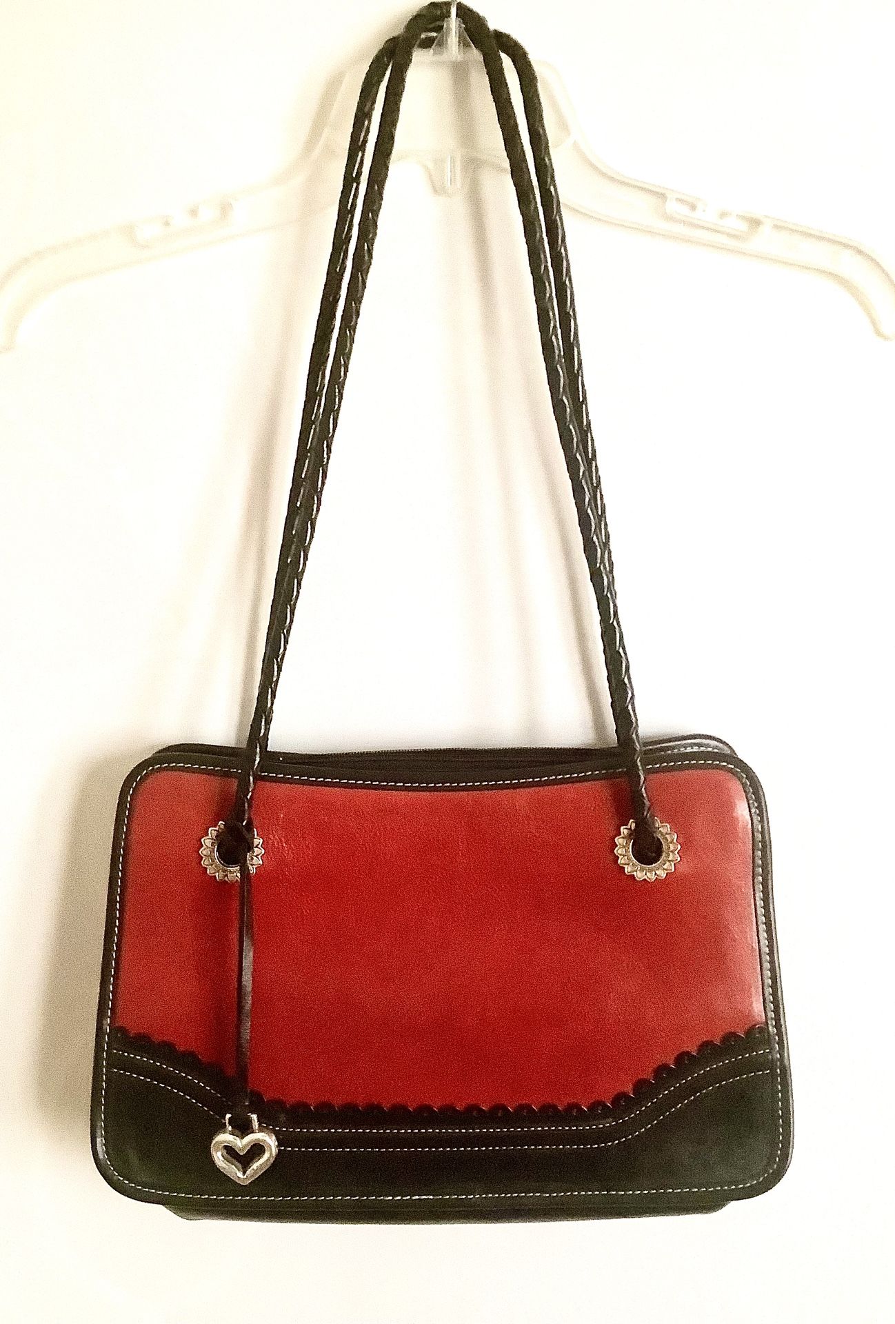 🎁👜 VTG Brighton Women’s Shoulder/Satchel Red & Black Zipped Bag