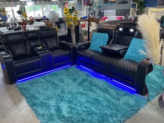 Power Reclining 2 Pc Sofa And Love With Led Lights Only $2599