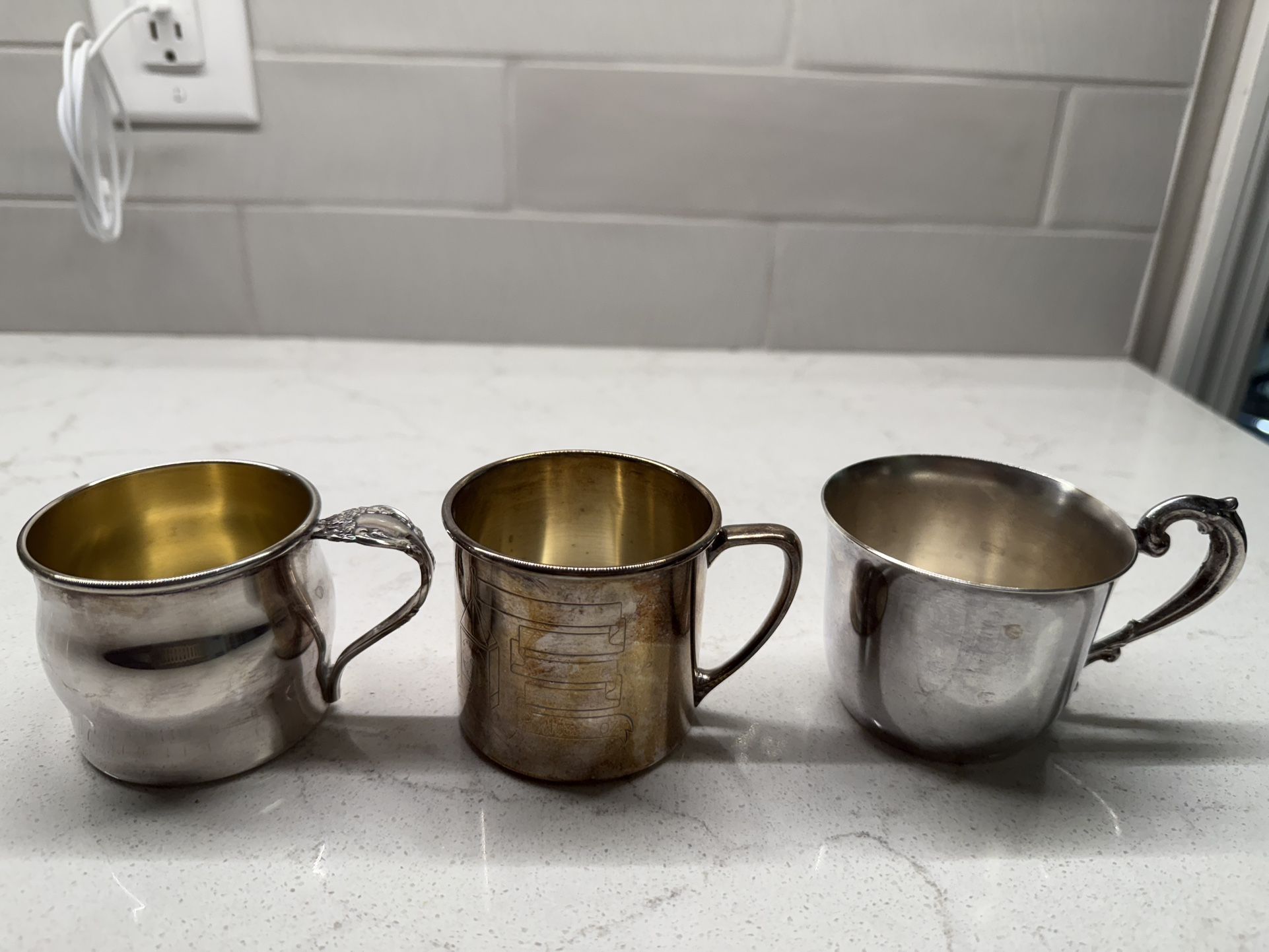 3 Baby Cups- Silver Plate