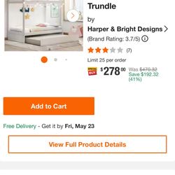 HARPER & BRIGHT DESIGNS  White Twin Size House Bed with Trundle