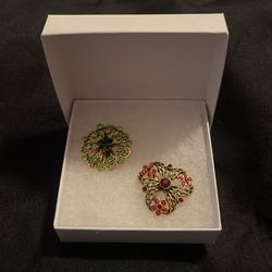 Green And Red Brooches 