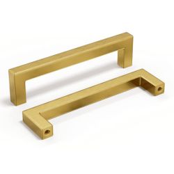 homdiy 5 Inch Gold Cabinet Pulls 15 Pack Brushed Brass Cabinet Pulls Gold Kitchen Handles Square Cabinet Hardware for Cupboard Doors