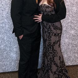 Black And Nude Long Dress