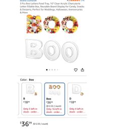 3 Pcs Boo Letters Food Tray, 10" Clear Acrylic Charcuterie Letter Fillable Box, Reusable Board Display Candy, Snacks & Desserts,Halloween,