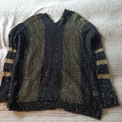 Green And Black Girl Shiny Sweater M