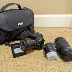 Nikon D3500 Camera, Extra Lens, And Bag