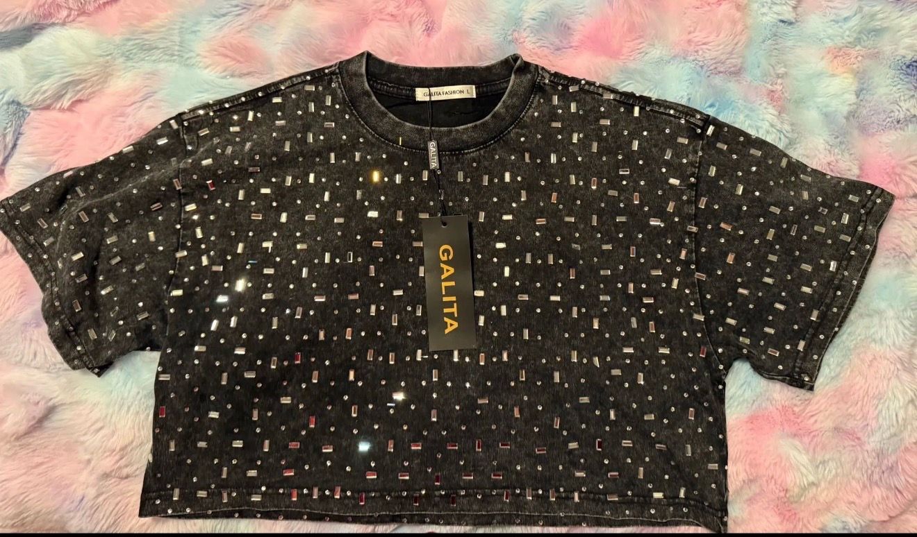 Galita Black Sequin Crop Top - Large