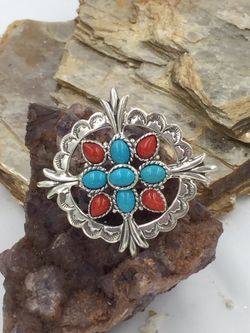 925 STER Silver Coral / Turquoise Omega Slider Pendant