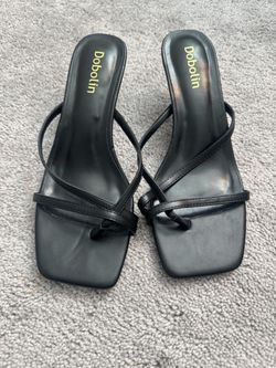 Dobolin Black Strappy Heeled Sandals
