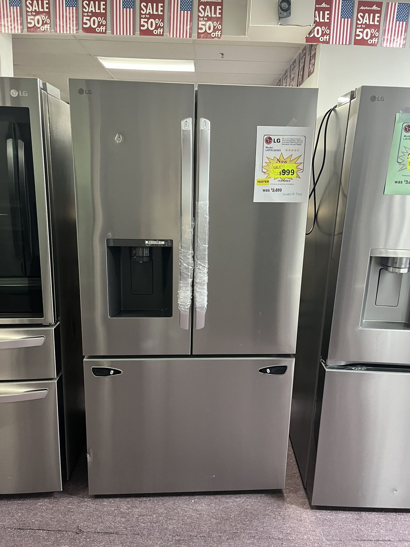 Refrigerator, LG New Open Box 36” Wide Fridge
