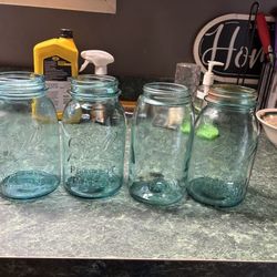 4 One Quart Blue Ball Mason Jars 