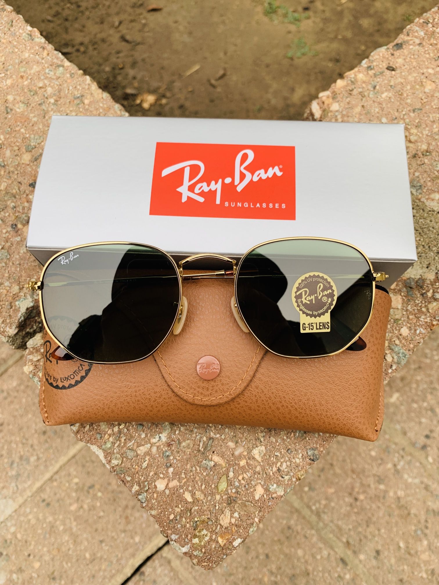 Hexagonal Flat 54mm NEW RayBan Sunglasses with original Ray Ban
