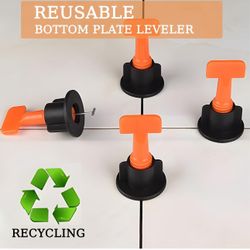 Tile Leveling System Kit,300pcs Reusable 1/16" Tile Leveler Spacers+1500pcs Cross-shaped Tile Spacers+6pcs Wrench+1pack 1/16" Replaceable Spare Steel 
