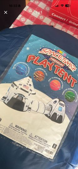 JOYIN White Rocket Ship Pop up Play Tent with Tunnel and Playhouse Kids Indoor Outdoor Spaceship Ten