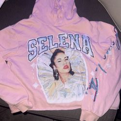 Selena Como La Flor Pastel Pink Girls Crop Hoodie Size XS 