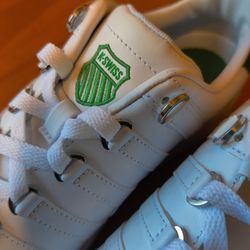 K-Swiss Classic  Mens VN 80's Sneaker 07321-168-M White Green Leather Size 10.5