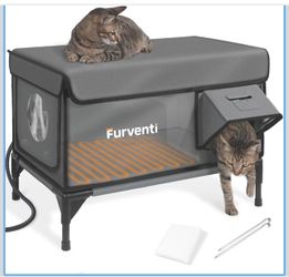 Elevated Insulated Waterproof Eaves Polyester Outdoor Heated Cat House