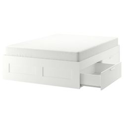 IKEA BRIMNES King Bed Frame with Storage – White