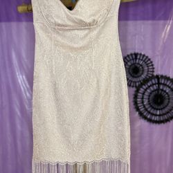 Vintage Style Rose Gold Glitter Lace Dress