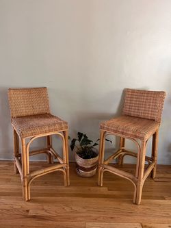Wicker bar stools (set of two)